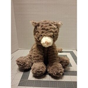 Jellycat Fuddlewuddle Cat Plush Mocha Brown Ruffled Fur Cream Muzzle